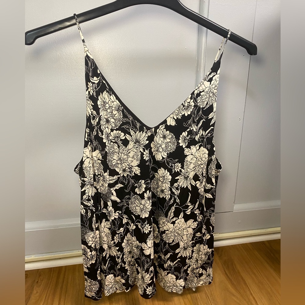 Floral Black and White slinky Cami
